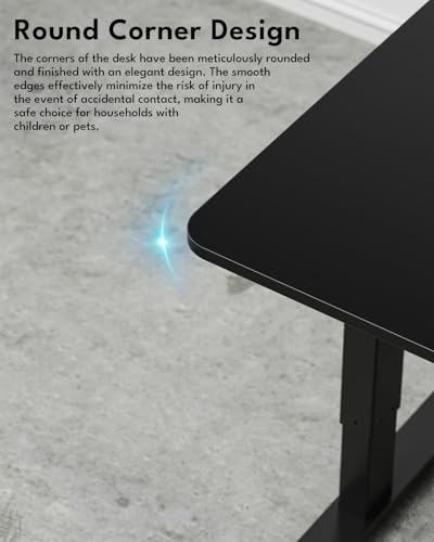 Zontera Standing Desk, Height Adjustable Electric Stand up Desk, 55 x 24 Inches Sit Stand Home Office Desk with Splice Board, Black Frame/Black Top Zontera