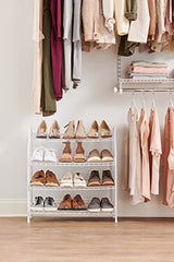 Rubbermaid 4-Tier Wire Shoe Rack, White, Simple Assemble, Storage Shelf for Organization in Bedroom/Closet Rubbermaid