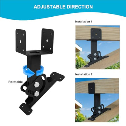 Wpbhk 3Pcs Roof Riser Brackets Kit Pergola Roof Riser Beam Bracket Pergola Support Brackets, Heavy Duty Roof Mount Brackets 3-1/2" Saddle Black for Gazebo Pergola