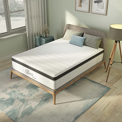 NapQueen 8 Inch Maxima Hybrid Mattress, Full Size, Cooling Gel Infused Memory Foam and Innerspring Mattress, Bed in a Box, White & Gray NapQueen