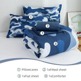 Holawakaka Twin Size Camouflage Bedding Comforter Set with Sheets, Boys Girls Men Camo Bed in A Bag 5 Pieces, Kids Teens Dorm Bed Sets Neutral Farmhouse Lodge Cabin Army Bedspread (Blue, Twin) Holawakaka