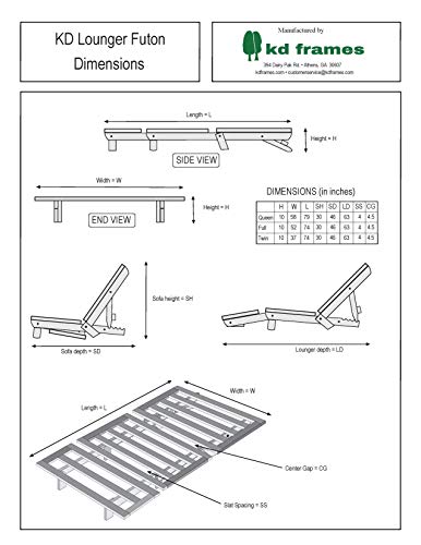 KD Frames Lounger Futon, Full KD Frames