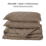 HORIMOTE HOME Quilt Set Queen Size Pine Bark, Classic Geometric Diamond Stitched Pattern, Ultra Soft Microfiber Lightweight Bedding Bedspread Coverlet for All Season with 1 Quilt 2 Pillow Shams HORIMOTE HOME