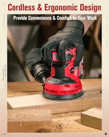 AVID POWER 20V Cordless Orbital Sander 5 Inch Electric Sander Tool with 6 Variable Speeds 7000-11000 RPM Battery Powered Sanders for Woodworking, 30 Pcs Sandpapers and Dust Collection Bag AVID POWER