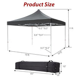 GarveeLife Commercial Canopy Tent 10*10ft,Instant Gazebo Tent, Outdoor Portable Shelter With 3 Sidewalls, Windows, Wheeled Bag,Stakes and Ropes,Pop Up Canopy Tent for Outdoor/Parties and Events-black GarveeLife
