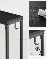 VASAGLE Set of 2 Console Tables with Power Outlets, Slim Behind Couch Sofa Tables, 5.9 x 39.4 x 31.5 Inches, 2 Hooks, Easy Assembly, for Entryway, Living Room, Ebony Black and Ink Black ULNT078B01 VASAGLE