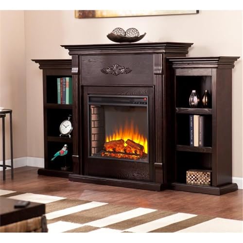 SEI Furniture Tennyson Electric Bookcases Fireplace, Espresso (FA8545BE) SEI Furniture