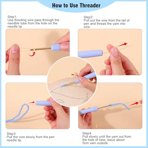 LACHLAND Punch Needle Kit Beginners, Landscape Stitching Kit for Adults&Teens DIY Embroidery Starter Craft with Yarn Needle Tool Easy Hobby Home Decor Gifts for Craft Lover (Cactus)