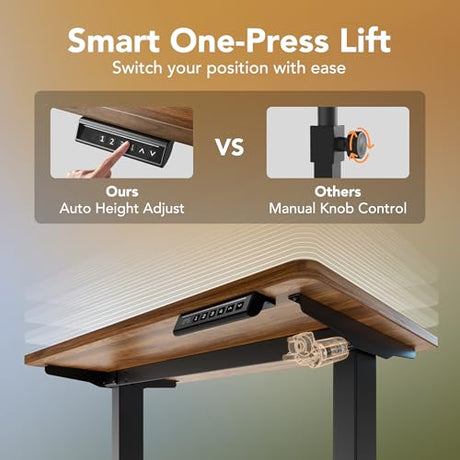 HUANUO 71 x 30 inch Electric Standing Desk Adjustable Height, 4 Memory Height Settings, Sit Stand Up Desk for Home Office & Computer Workstation, Black Walnut HUANUO