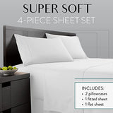Danjor Linens Twin Bunk Bed Sheets w/ 2 Pillowcases, Lightweight Brushed Microfiber Deep Pockets, 4 Piece Fitted Bedding Sets, White Danjor Linens