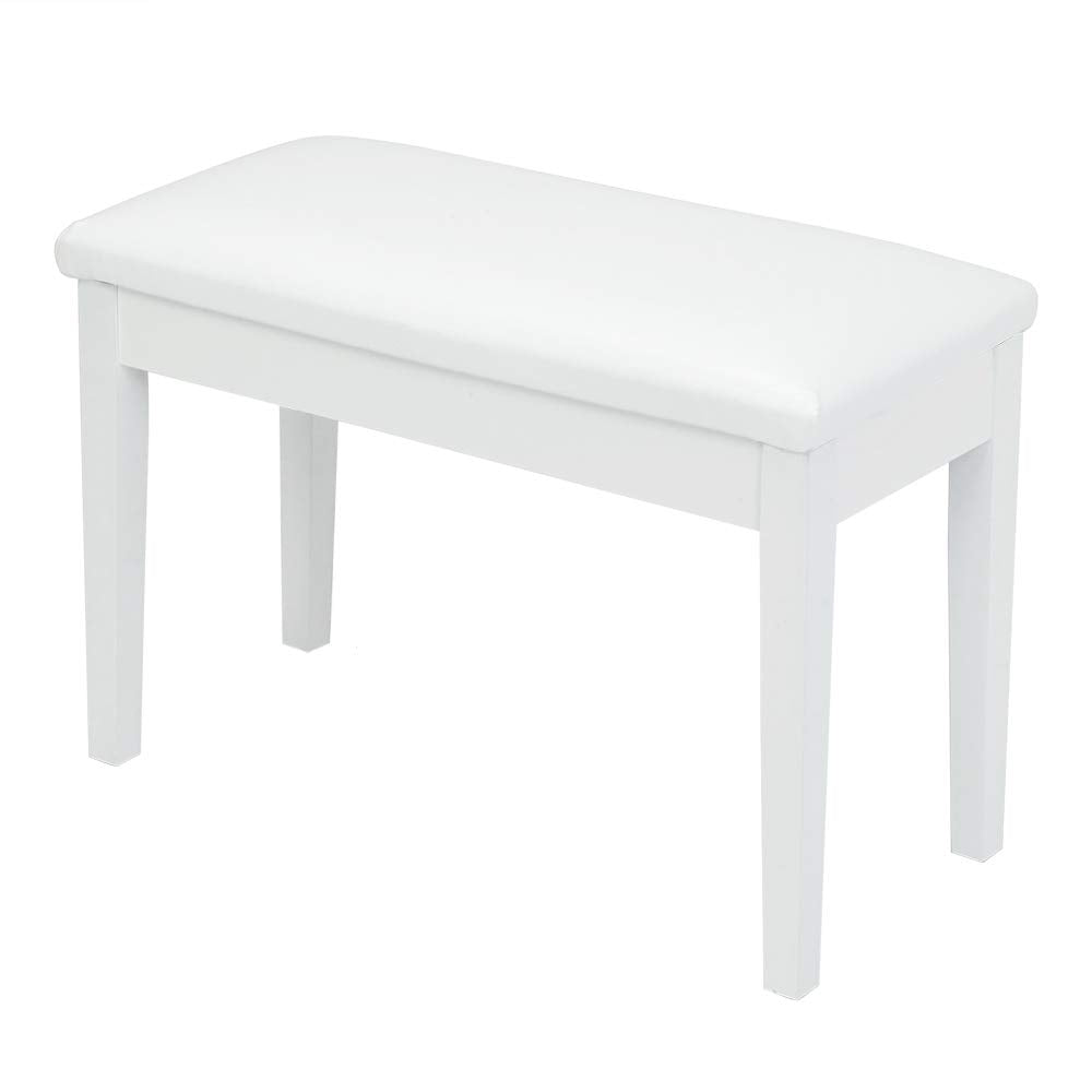 Bonnlo White Duet Piano Bench Wooden Keyboard Bench with Storage and Padded Cushion Bonnlo