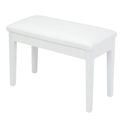Bonnlo White Duet Piano Bench Wooden Keyboard Bench with Storage and Padded Cushion