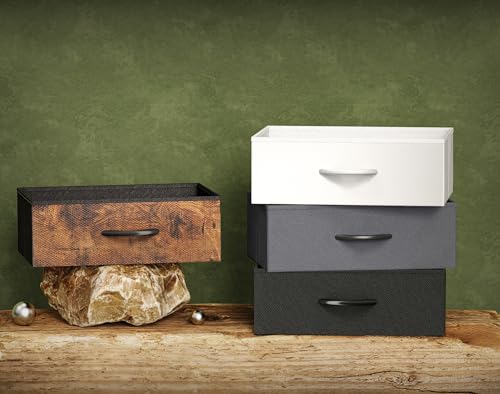 Huuger 5 Drawers Dresser with Charging Station, Set of 2, Dresser for Bedroom, Tall Night Stand, Chest of Drawers with Open Shelf, Bedside Table Nightstand, Fabric Dresser, Rustic Brown Huuger