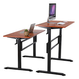 UNICOO Manual Standing Desk Adjustable Height Heavy Duty Game Desk, Crank Adjustable Desk, Adjustable Computer Desk, Manual Stand Up Desk with Headphone Hook,48 x 24 Inches (SYK01-Teak) UNICOO
