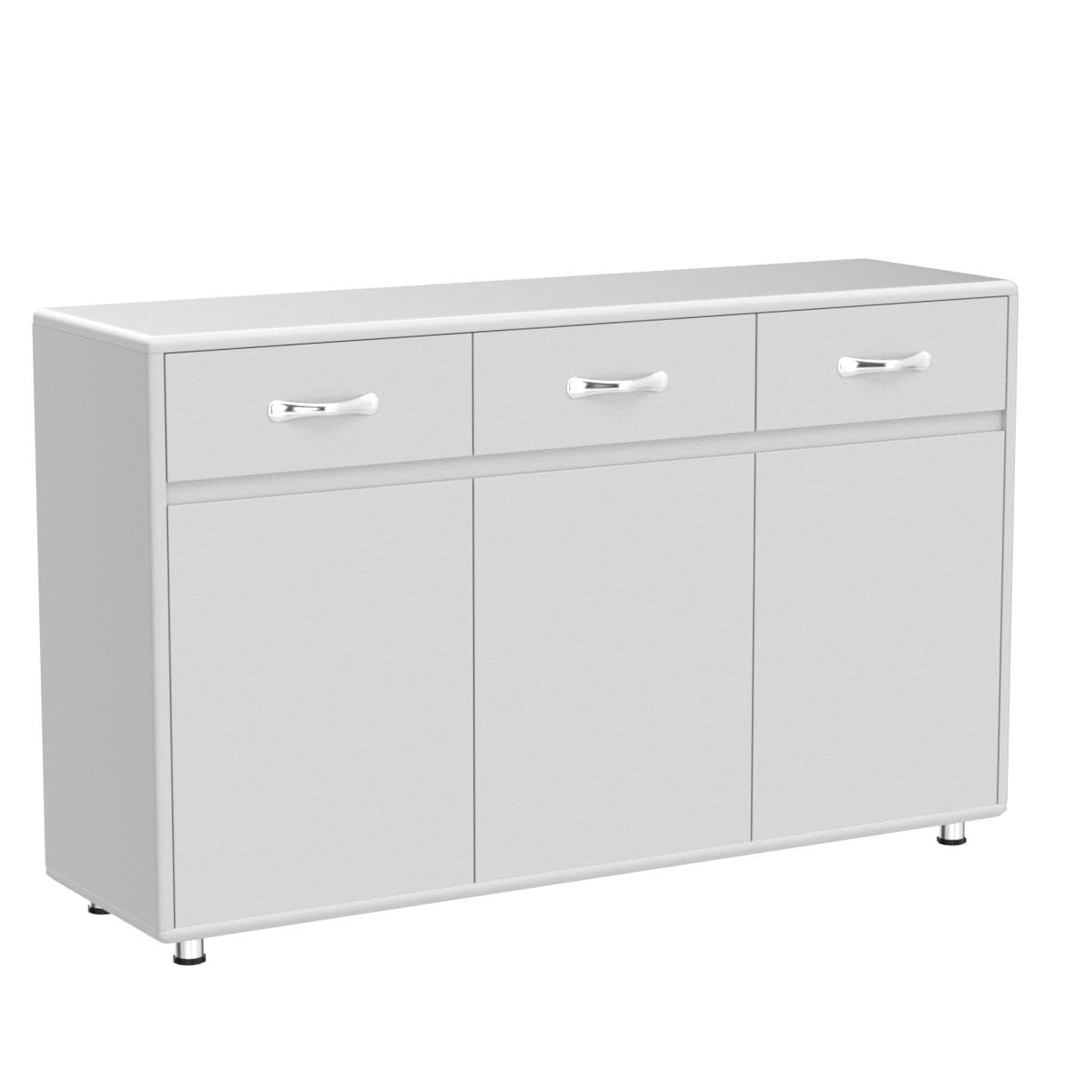 GLCHQ Storage Drawer File Cabinet Side Cabinet Entryway Console Side Tables with Three Drawers and Three Doors for Office or Kitchen Room (Three Doors, Grey) - WoodArtSupply