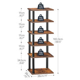 HOOBRO Vertical Shoe Rack, 6-Tier Narrow Shoe Shelf, Shoe Storage Organizer for Small Space, 11" L x 11" W x 39.5" H, Closet, Entryway, Hallway, Bedroom, Rustic Brown and Black BF21XJ01 HOOBRO