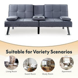 FLEXISPOT XCT3 Futon Sofa Bed with USB & Type-C Charging Port, Convertible Sleeper Couch with Adjustable Backrest, Folding Loveseat for Small Space, Living Room, Guest Room, Apartment (Velvet, Gray) FLEXISPOT
