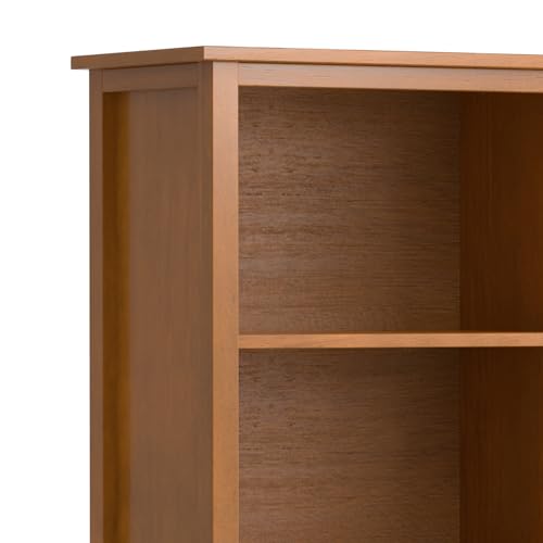 SIMPLIHOME Warm Shaker SOLID WOOD Transitional 5 Shelf Bookcase for The Living, Study Room and Office, 26 inch, Light Golden Brown - WoodArtSupply