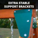 Gorilla Playsets 01-1076 Avalon Wooden Swing Set with Oversized Green Vinyl Canopy Roof, Climbing Wall, Ladder, Swings and Slide Gorilla Playsets