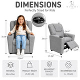 Naomi Home Suri Kids Recliner Chair with Cup Holder & Footrest, Built to Grow with 150 lbs Capacity, Solid Hardwood Frame, and 3 Recline Positions for Toddlers & Children, Gray,Microfiber
