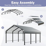 JY QAQA 12 x 15 FT Metal Carport Kits with Galvanized Steel Roof, Heavy Duty Metal Carport Canopy, Outdoor Car Tent Garage Shelter for Car, SUV, Truck and Boats JY QAQA PET