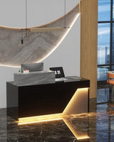 STLWR Reception Desk with Storage & RGB Seven-Color Light Strip,Modern Front Desk Reception Counter for Checkout, Lobby, Beauty Salon (70.8" - L) STLWR