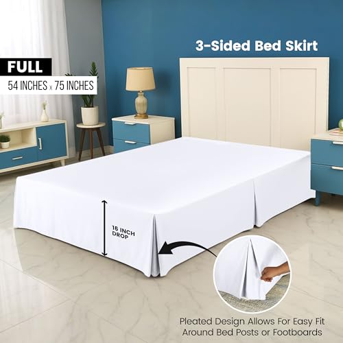 Utopia Bedding Full Bed Skirt - Soft Quadruple Pleated Ruffle - Easy Fit with 16 Inch Tailored Drop - Hotel Quality, Shrinkage and Fade Resistant (Full, White) Utopia Bedding