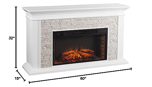 SEI Furniture Canyon Heights Faux Stacked Stone Electric Fireplace, White