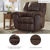 Signature Design by Ashley McGann Modern Faux Leather Manual Pull Rocker Recliner, Brown