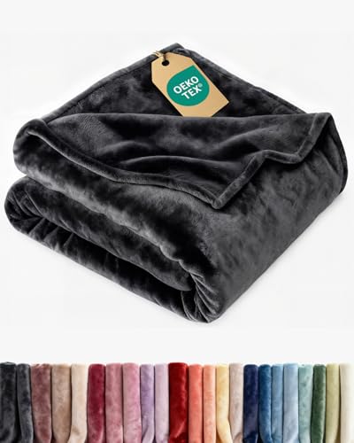 Ultra Soft Fleece Blanket King Size - Flannel Fleece Luxury King Blanket - Lightweight for Couch Bed Chair - Thick, Warm and Breathable - All Season Cozy Fuzzy, Anti-Static Microplush Bedding, Black CGK Unlimited