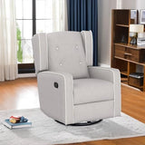 CANMOV Swivel Rocker Recliner Chair, Nursery Glider Chair, Nursery Rocking Chairs, Manual Reclining Chair, Grey CANMOV