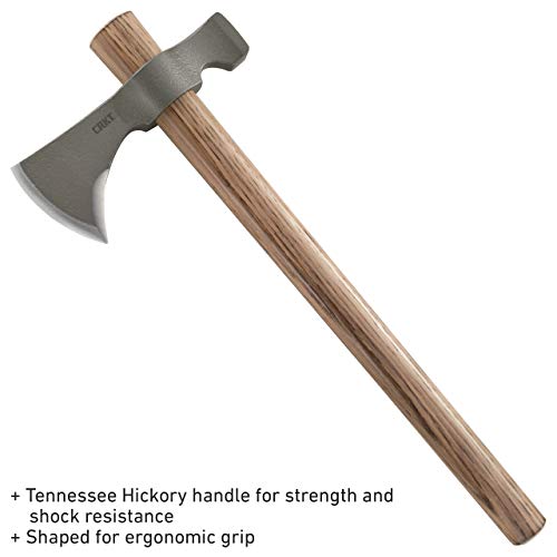 CRKT Woods Chogan Tomahawk Axe: RMJ T-Hawk Lightweight Outdoor Camping Axe with Hammerhead, Forged Carbon Steel Blade, and Hickory Wooden Handle 2730 CRKT