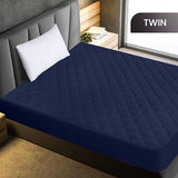 Utopia Bedding Quilted Fitted Mattress Pad, Twin Size, Elastic Fitted Mattress Topper Protector and Cover with Deep Pocket Stretches up to 16 Inches, Machine Washable (Navy) Utopia Bedding