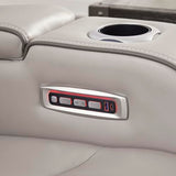 Signature Design by Ashley Boyington Contemporary Leather Match Power Reclining Loveseat with Console and USB Charging Ports, LED Lights and Adjustable Headrest, Light Gray Signature Design by Ashley