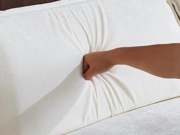 VINGLI 87" Convertible Sectional Sofa,L-Shaped Deep Seat Sofa Couch for Living Room,Modern 2-Seat Loveseat Sofa with Ottoman for Small Space(Creamy White, 87") VINGLI