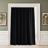 NICETOWN Lower Noise Room Divider Curtain Screen Partitions with Adhesive Curtain Track, 7ft Tall x 8.3ft Wide, Black, Blackout Sound Reducing Panel for Doorway/Glass Window/Sliding Door/Patio NICETOWN