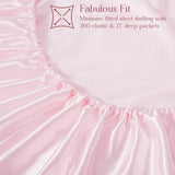 Homiest 3-Pieces Ruffle Pillow Case & Satin Fitted Sheet Set, Blush Pink Full Satin Sheets with 2 Ruffled Pillow Shams, 15 Inch Deep Pocket, Cute & Coquette Silk-Like Bed Set for Decorating Bedroom Homiest