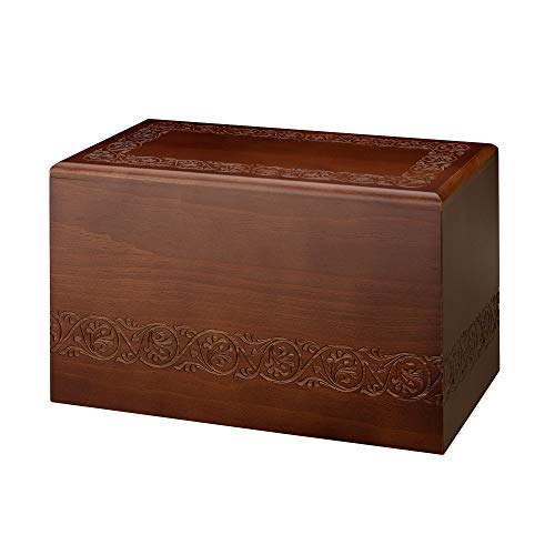 Lillian Rose Wooden Engraved Cremation Box Burial Urn, 294 cu inch, Brown Lillian Rose