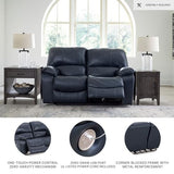 Signature Design by Ashley Leesworth Modern Power Reclining Loveseat with USB Charging Ports, Blue Signature Design by Ashley