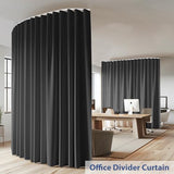 cbsroro Room Divider Curtains Ceiling Mounted Track Sets Extra Wide Blackout Curtain Flexible Tracks for Bedroom Privacy Partition Separator, 1 Panel Black Drape and White Rail, W8.3 x H7ft cbsroro