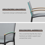 Shintenchi 3 Pieces Patio Bistro Sets, Outdoor Textilene Fabric Conversation Bistro Set, Textilene Fabric Front Porch Chairs Small Patio Furniture Set with Table for Lawn,Garden,Balcony (Grey) Shintenchi