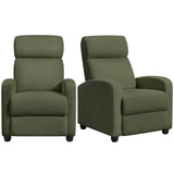 Yaheetech Corduroy Recliner Chair Set of 2, Upholstered Reclining Sofa Chair with Pocket Springs for Living Room, Home Theater Seating with Thicker Seat Cushion, Dark Green