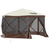 VEVOR Pop Up Gazebo Screen Tent, Pop-Up Instant Gazebo Tents with Mosquito Netting Outdoor Canopy, 6 Sided Sun Shelter 10x10ft with 6 Removable Wind Cloths & 2 Mesh Windows, Pavilion Tent for Patio VEVOR