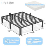Yitong Angel 14 inch Full Size Bed Frame with Round Corner Legs Mattress Slide Stopper,3500 lbs Heavy Duty Metal Platform,Steel Slat Support,No Box Spring Needed,Easy Assembly,Noise Free Yitong Angel