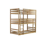 PVWIIK Triple Bunk Bed with Built-in Ladders & Guardrails for Kids' Bedroom, Bunk Bed w/Detachable Twin Bunk Bed for Dorm, Guest Room, No Box Spring Needed, Easy Assembly, Oak PVWIIK