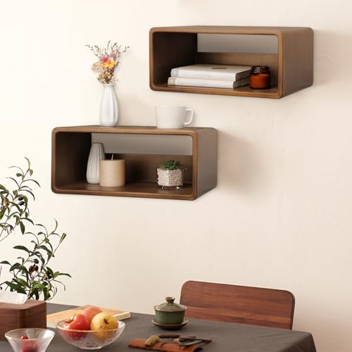 WDSHIYI Floating Nightstand, Wall Mounted Bedside Shelf, Handmade Bedroom Furniture,Pine Wood Floating Bedside Table, Minimalist and Unique Style 18”x 10”x 7.5” Brown WDSHIYI
