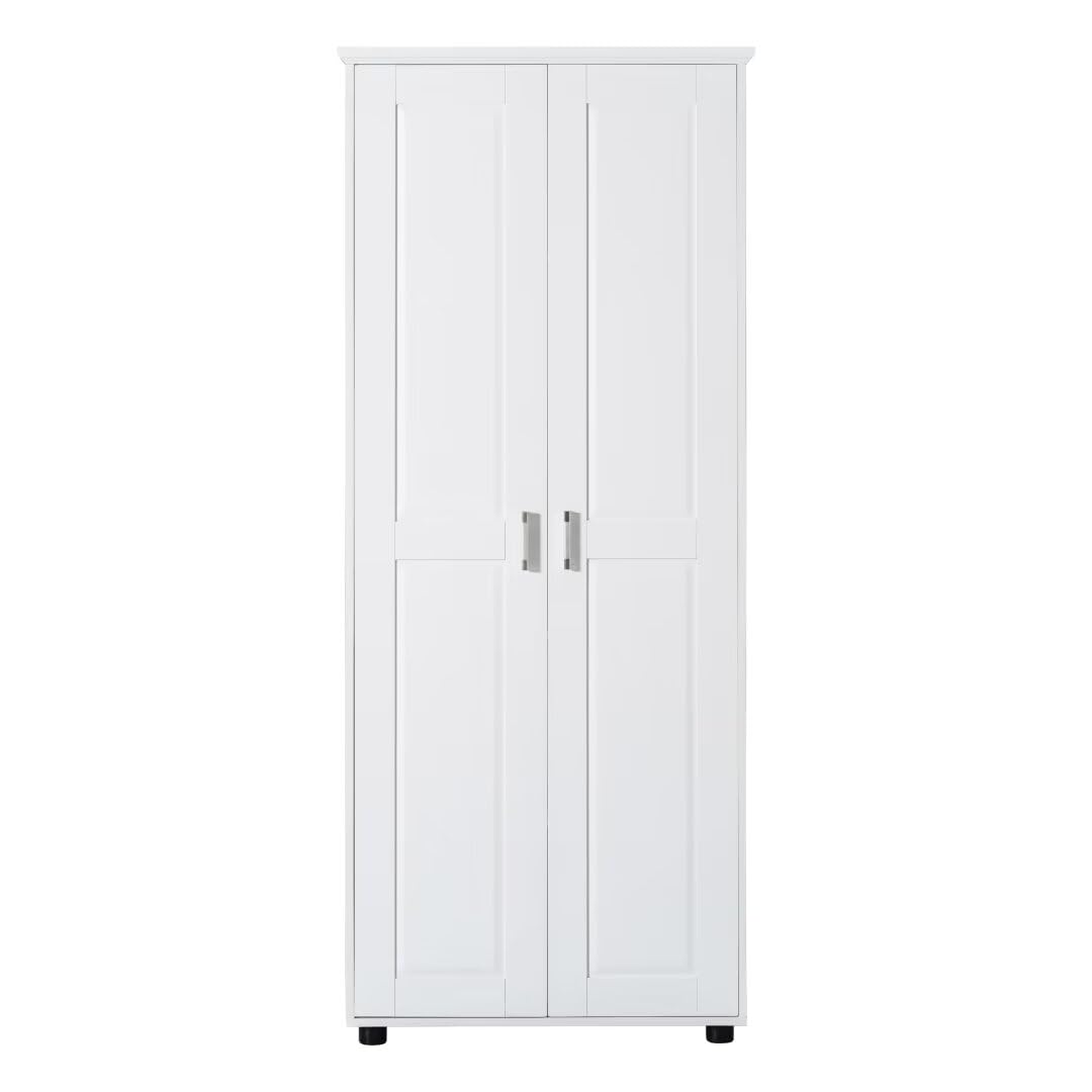 72" Tall Bathroom Storage Cabinet with 2 Doors for Bathroom, Freestanding Floor Cabinet with Adjustable Shelves, Large Wood Linen Cabinet for Bathroom, Kitchen,Office,Living Room Storage (White)