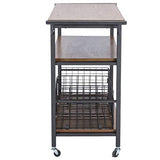 Baxton Studio Lancashire Wood and Metal Kitchen Cart, Brown Baxton Studio