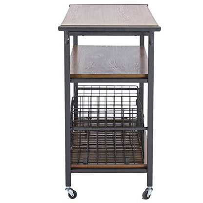 Baxton Studio Lancashire Wood and Metal Kitchen Cart, Brown