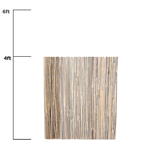 Forever Bamboo Natural Split Rolled Bamboo Fence Panel for Garden Privacy Fence Screen for Indoor or Outdoor 4 Ft H x 6 Ft L (2-Pack)